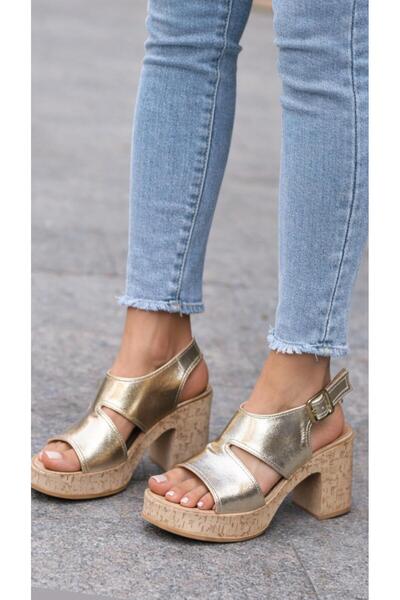 Butik NOBLE SHOES HAKİKİ DERİ KALIN TOPUK KADIN SANDALET