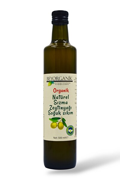 BEYORGANİK Organik Soğuk Sıkım Sızma Zeytinyağı 500ml Soğuk Sıkım, 0,3 Asit