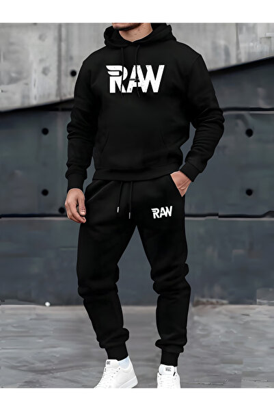 Rayan & Hoor Style Ran Printed Hooded Sweat Suit - Hooded Sweatshirt Top and ...