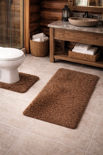 EYPRICH Kuzu Post Plush Bath Mat Set - Soft Silky Textured