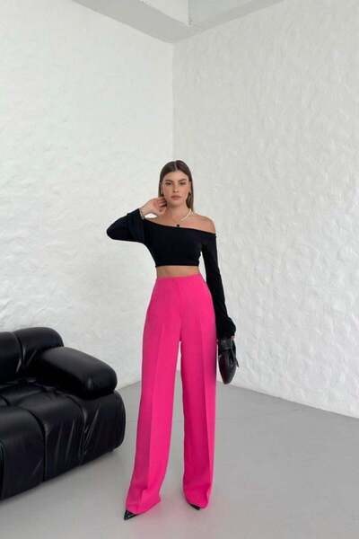 Lunelis Pantaloni Palazzo cu talie înaltă