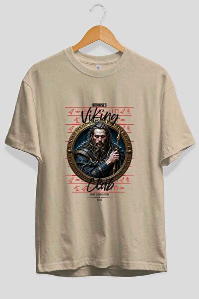 Ankhises Viking Mythology 12 μπλουζάκι με στάμπα μπεζ υπερμεγέθη ανδρικό γυνα...