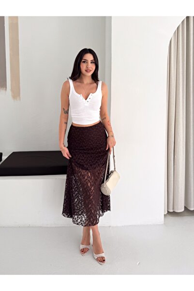 TLG GİYİM Lace Detailed Lined Skirt