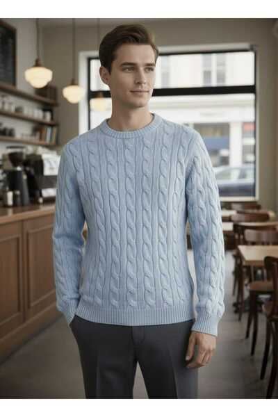 citystyle Men's Knitwear Lover's Combination Sweater Baby Blue Crew Neck Unis...