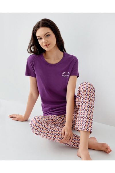 Arnetta Women's Modal-Cotton Short Sleeve Patterned Pajama Set