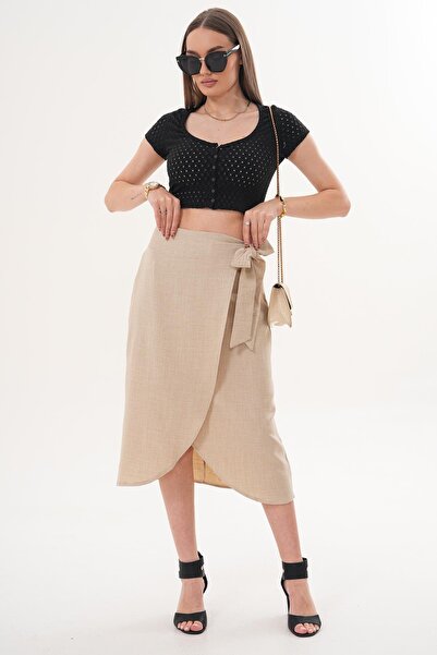 ŞİMAL Women's Wrap Linen Skirt 260163 -