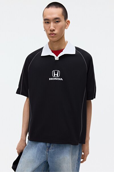 H&M Baskılı Futbol Tişörtü Oversized Fit