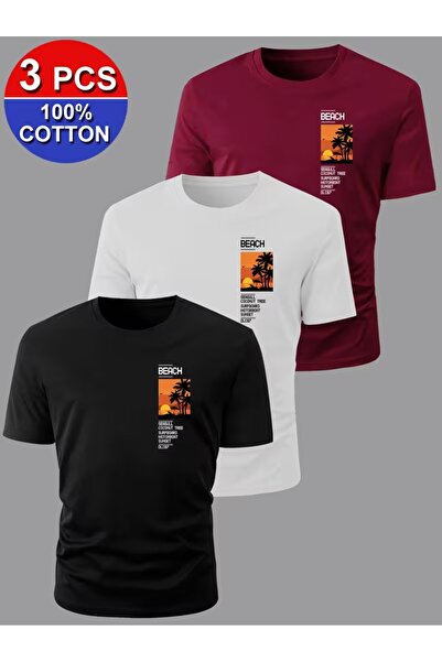 PAVRO Unisex Oversize Molded Multi-Tshrit Beacsh Printed Tshirt