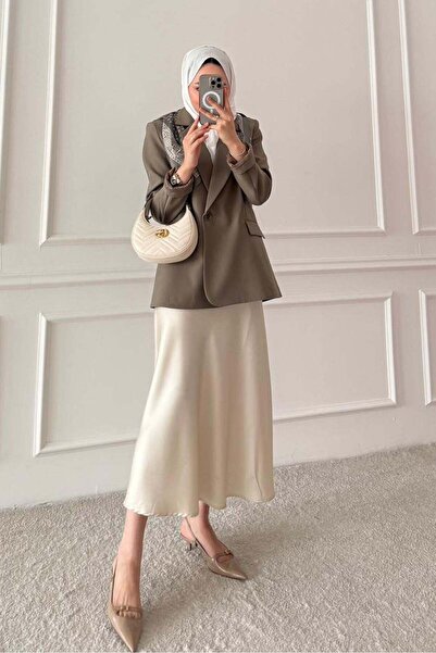 Rimel Moda Shawl Blazer Jacket Khaki