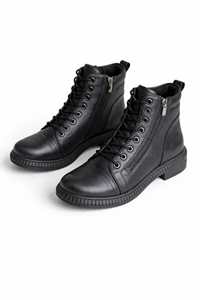 Castle Black Bella Siyah Hakiki Deri Kadın Bot