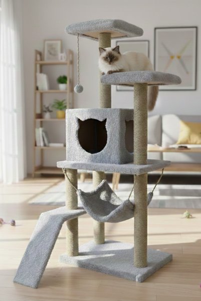 Missidea S9 Cat Scratching Tower with Platform 124 cm Gray