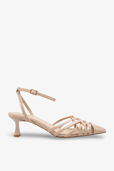 İNNABUTİKK Haerly Women's Heeled Pointed Toe Shoes - Beige Patent Leather