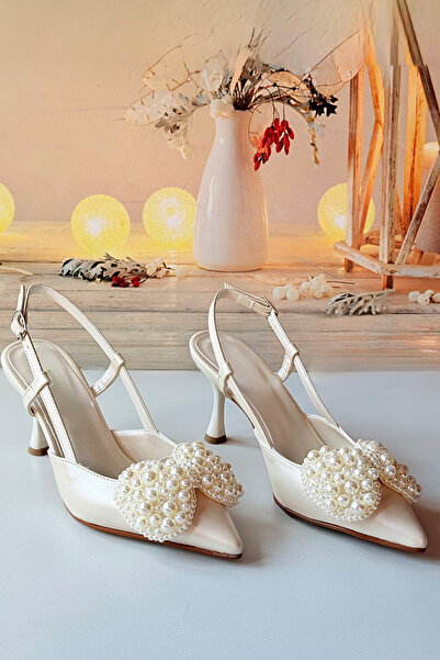 Modavien Women's 7 cm Pearl Bow Bridal Shoes (Full Fitted)