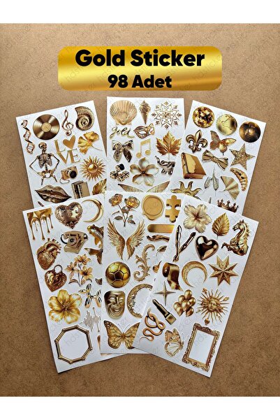 hdsticker Set od 98 zlatnih nalepnica za planer, bullet journal, umetnost, zl...