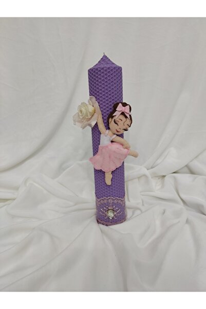 Handmade BAPTISM CANDLE FOR GIRL HONEYCOMB BALLERINA THEMED
