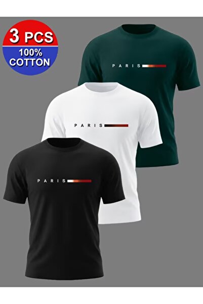 PAVRO Unisex Oversize Fit Multiple Tshrits Thick Paris Printed Tshirt