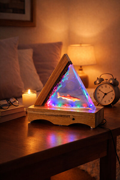 Loox Epoksi Üçgen Masa Üstü Gece Lambası