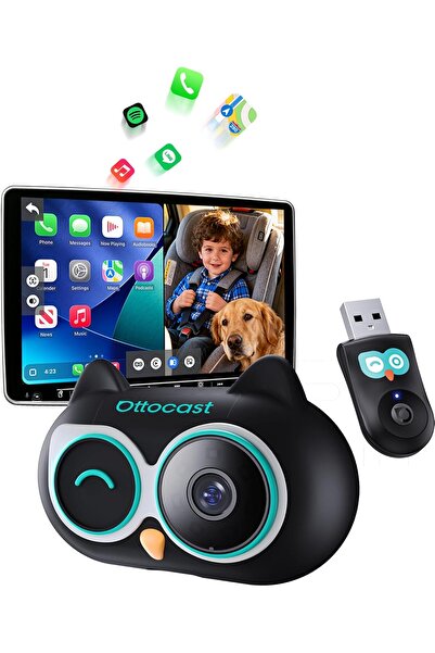 Ottocast محول كابين كير للسيارة مع كاميرا المقعد الخلفي للأطفال، وشاشة عرض كا...