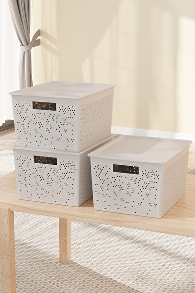 hemlife Storage Box Multi-Purpose Organizer 3-Piece Mega Size Stackable with Lid