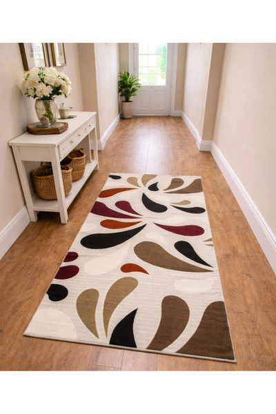 Dinarsu Halı Joy Serisi %100 Akrilik 100 x 200 Beyaz Desenli Halı