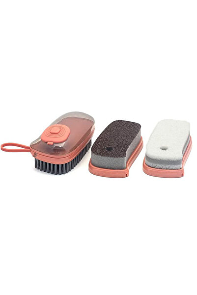 zola 3 in 1 multi-purpose brush with detergent dispenser, 5.5x11.5 cm, red