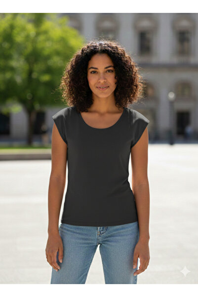 Serena Women's black Stretchy Cotton T-shirt