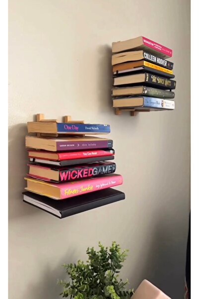 ŞekerHome Dekoratif Uçan Ahşap Kitap Rafı