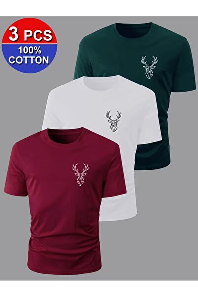 PAVRO Unisex Oversize Fit Multi-Tshirt with Deer Print