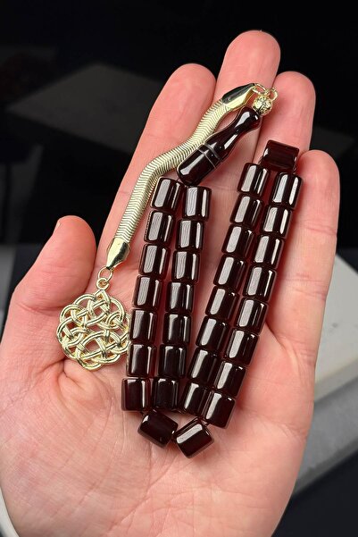 TESBİHKENTİ Mărgele de rugăciune din metal de culoare cireș, tăiate, cu ciucu...