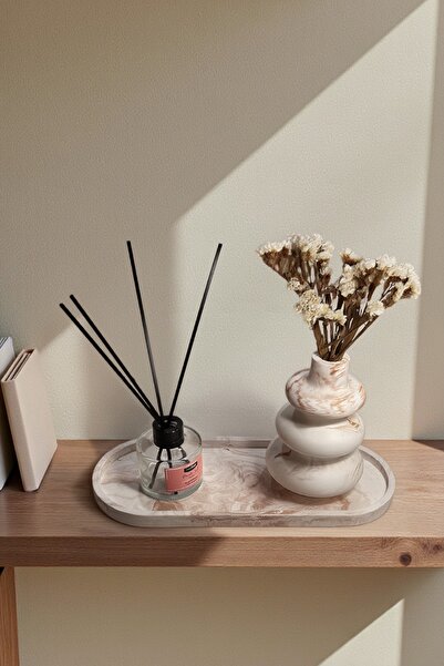 MORF Design MERMER Serisi Dekoratif Beton Tepsi | Mermer Desenli Çok Amaçlı D...