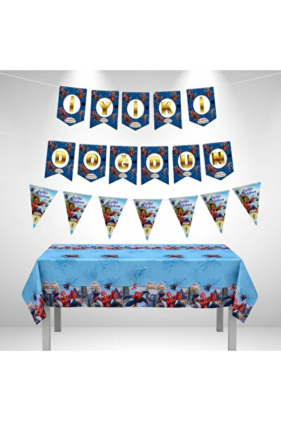 Umamiçe Spider-Man Party Set – Banner + Pennant + Tablecloth