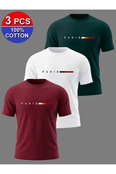 PAVRO Unisex Oversize Fit Multiple Tshrits Thick Paris Printed Tshirt