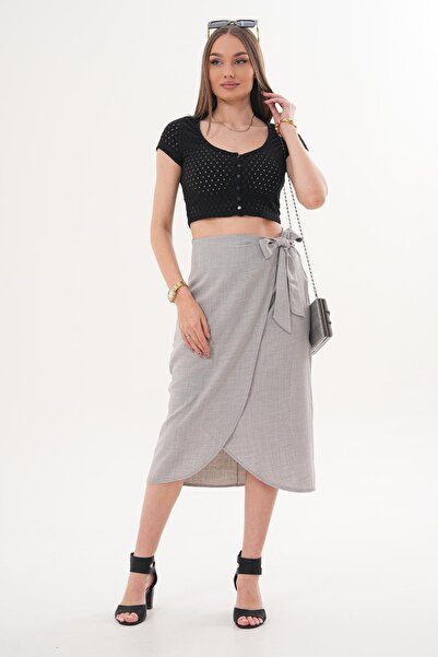 ŞİMAL Women's Wrap Linen Skirt 260163 -