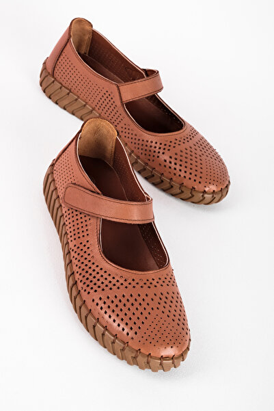 MY DERİ Pantofi Fency pentru femei piele naturală Velcro ortopedic balerini 4385