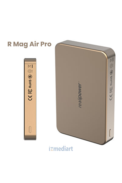 realpower 10000mAh MagSafe Manyetik Hızlı Powerbank 20W Natürel Titanyum Çant...