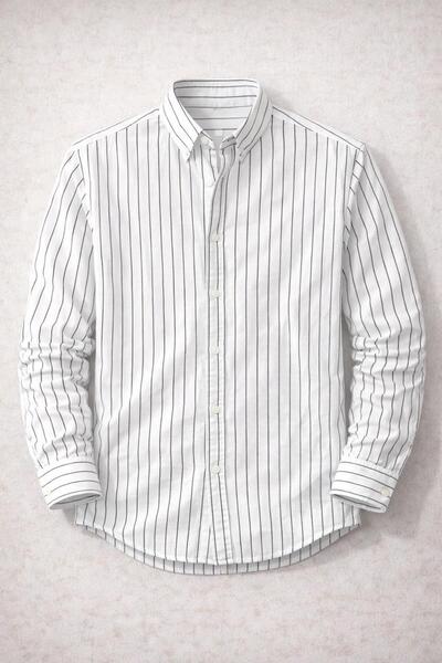 Valiberta Chad Modal Fabric Striped Summer Relaxed Fit Men's Shirt - White
