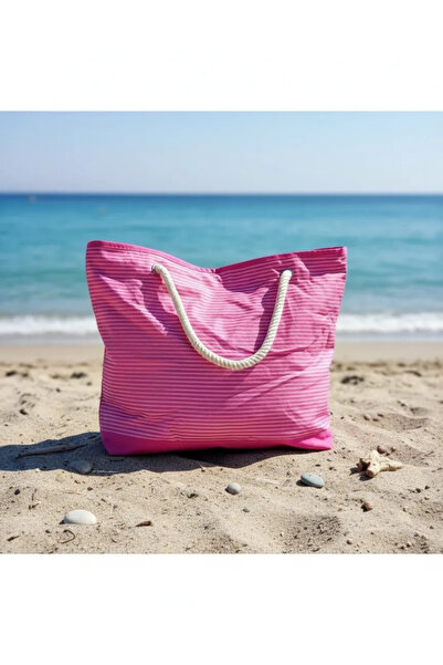 DIGERUI Plaj Çantası Pembe 45cm Makyaj Çantası Hediyeli
