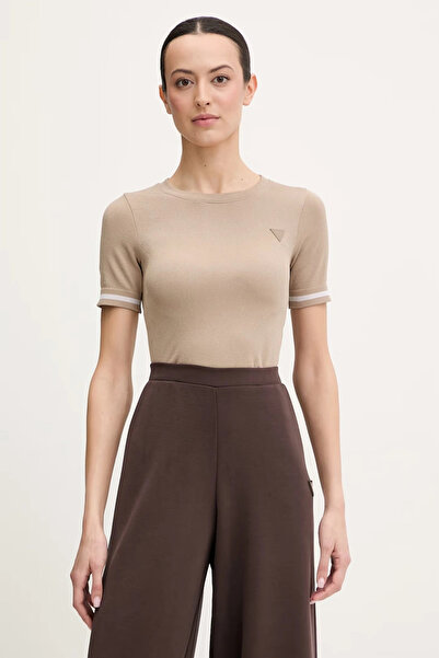 Guess Pepi 4g Seamless Short Sleeve Women's Beige Top V6Rp02Z4692-Fnl8