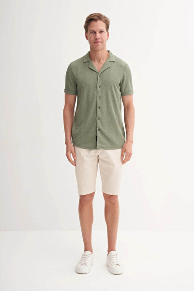 Cazador Slim Fit Knitted Cotton Khaki Men's Shirt 20000