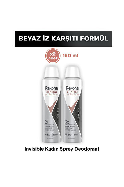 Rexona Kadın Clinical Protection Spray Deodorant Invisible 150 ml x2