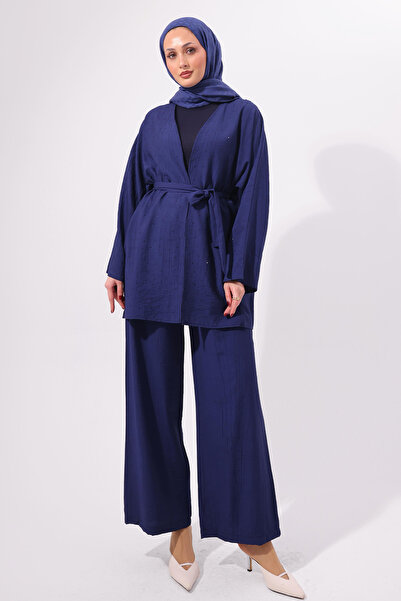 benguen Stone Detailed Double Set N7157 Navy Blue