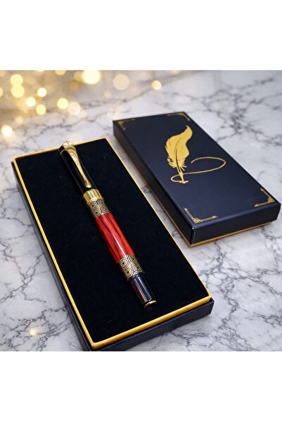 GLOW GIFTSS Gold Desenli Metal Roller Kalem Kutulu