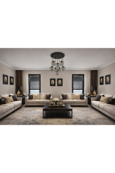 TREND KAFKAS – Elit 8’li Siyah Füme glop Cam Sarkıt Avize