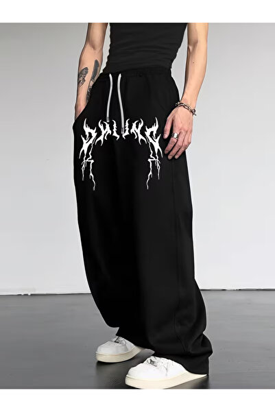 MYDARKSTYLE Unisex Gothic Baskılı Baggy Kesim Geniş Paça Yazlık Eşofman