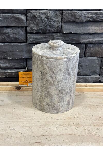 Polen Stone ®   Silver Travertine Natural Stone Trash Can – 26 cm Height |   ...