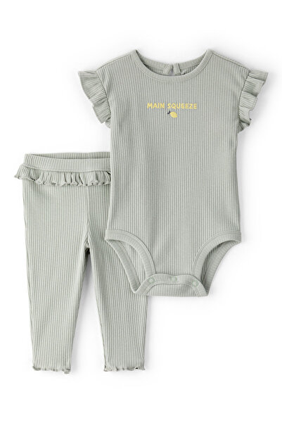 Carter's Girl baby bodysuit pants set 3 months-24 months green