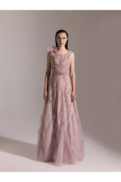 Kenzel Full Length Embroidered Puffy Evening Dress with Otrişli Skirts