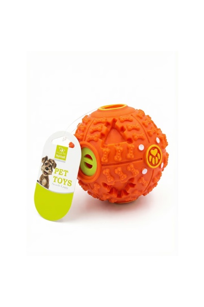 FOXMAG24 Nunbell Dog Ball with Reward Dispenser, 9.5 cm, Durable Rubber, Orange