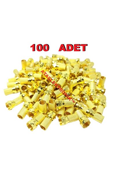ATAELEKTRONİK 100 Pieces - 1 Bag Yellow Gold F Connector Satellite Dish Cable...