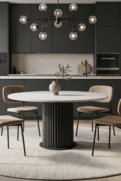 Cavissa Home Living Aura Bohem Yuvarlak Mutfak Yemek Masası Tek Masa (90x90)